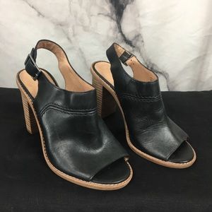 Madewell Peeptoe Black Leather Booties - Size 8